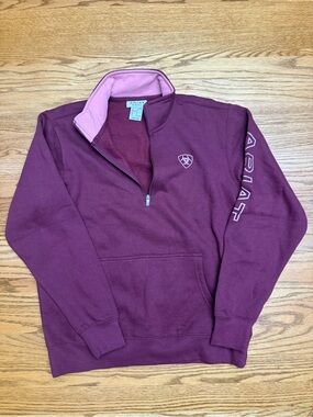 Ariat Women’s Zip-Up Sweater in Burgundy with Pink Lining